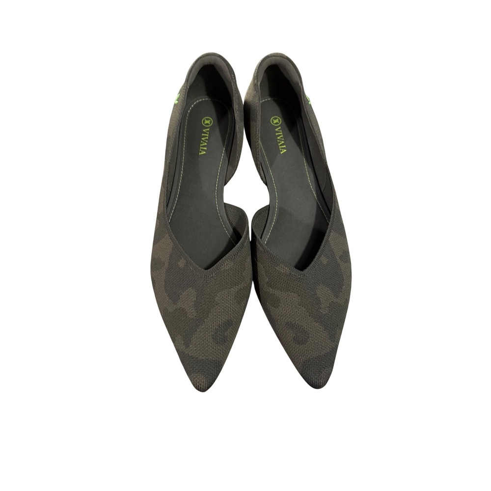 Vivaia Melia D'Orsay Pointed Toe Flats Women Size 43 Olive Camo Excellent